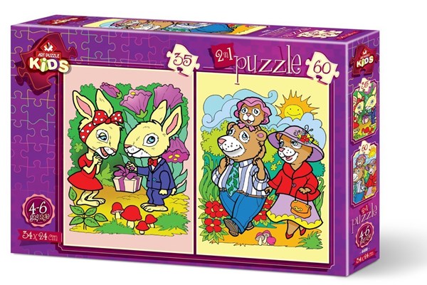 Art Puzzle (4498) - "The Rabbits and The Bear Family" - 35 60 pièces