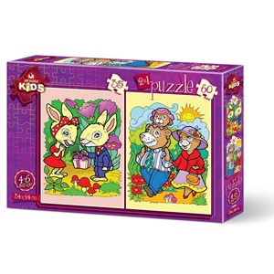 Art Puzzle (4498) - "The Rabbits and The Bear Family" - 35 60 pièces