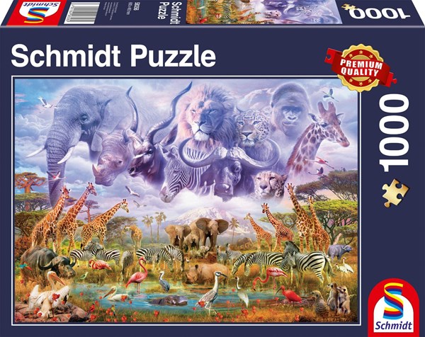 Schmidt Spiele (58356) - "Animals at the Waterhole" - 1000 pièces