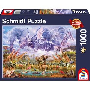 Schmidt Spiele (58356) - "Animals at the Waterhole" - 1000 pièces