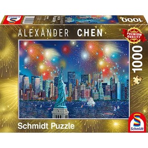 Schmidt Spiele (59649) - Alexander Chen: "Statue of Liberty with Fireworks" - 1000 pièces