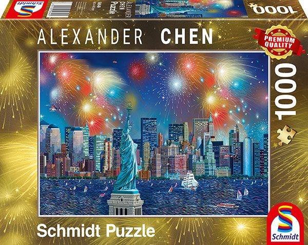 Schmidt Spiele (59649) - Alexander Chen: "Statue of Liberty with Fireworks" - 1000 pièces