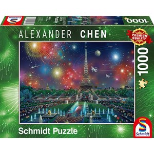 Schmidt Spiele (59651) - Alexander Chen: "Fireworks at the Eiffel Tower" - 1000 pièces
