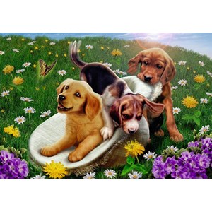 Ravensburger (05428) - Andrew Farley: "Frolicking Puppies" - 24 pièces