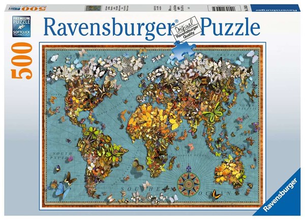 Ravensburger (15043) - "Mappemonde de Papillons" - 500 pièces
