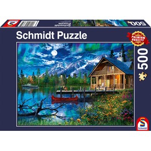 Schmidt Spiele (58365) - "Mountain Lake in the Moonlight" - 500 pièces