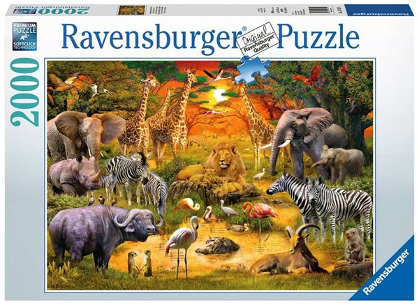 Ravensburger (16702) - "Rassemblement au Point d'Eau" - 2000 pièces