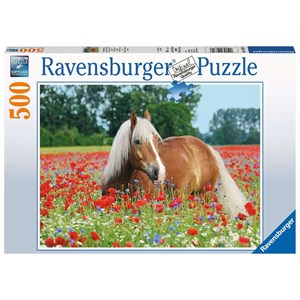Ravensburger (14831) - "Cheval dans le Champ de Coquelicot" - 500 pièces