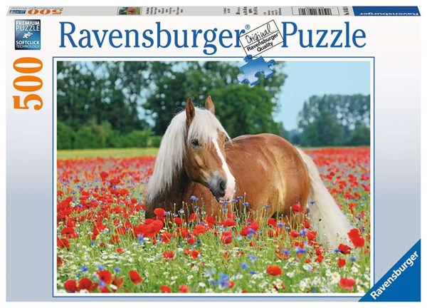 Ravensburger (14831) - "Cheval dans le Champ de Coquelicot" - 500 pièces