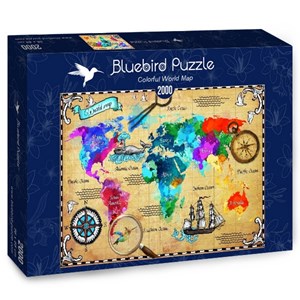 Bluebird Puzzle (70001) - "Colorful World Map" - 2000 pièces