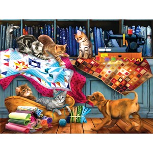 SunsOut (28874) - Tom Wood: "Quilting Room Mischief" - 1000 pièces