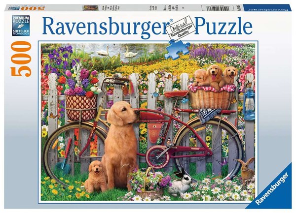 Ravensburger (15036) - "Cute dogs in the garden" - 500 pièces