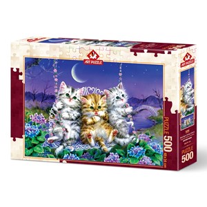Art Puzzle (5086) - "Moonlight Swing Kittens" - 500 pièces