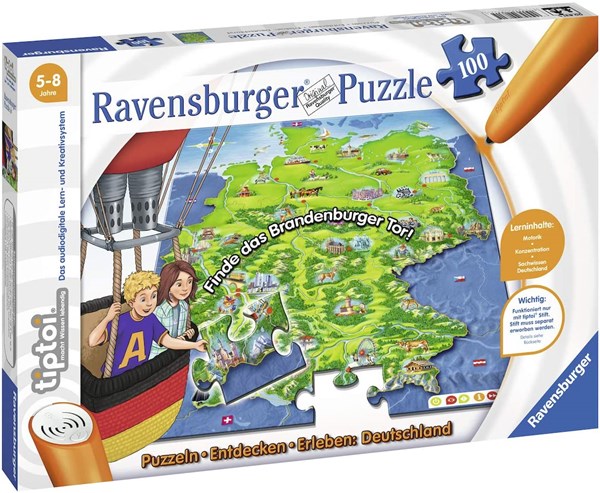 Ravensburger (00831) - "Tiptoi, Puzzlen, Entdecken, Erleben, Deutschland" - 100 pièces