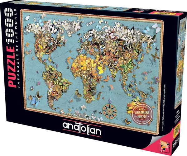 Anatolian (ANA1029) - "Butterfly World Map" - 1000 pièces