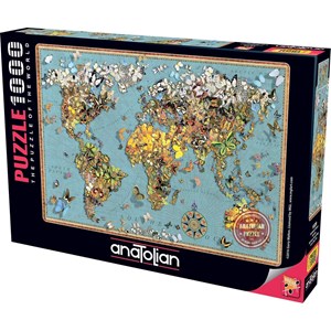 Anatolian (ANA1029) - "Butterfly World Map" - 1000 pièces