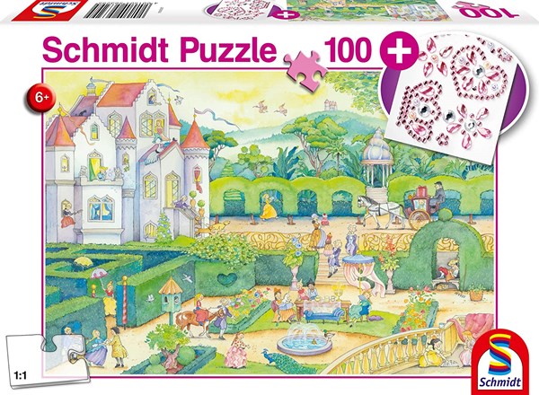 Schmidt Spiele (56329) - "Chez les princesses de conte de fées, avec stickers" - 100 pièces