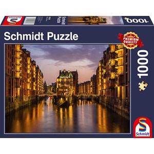 Schmidt Spiele (58358) - "City in The Evening, Hamburg" - 1000 pièces