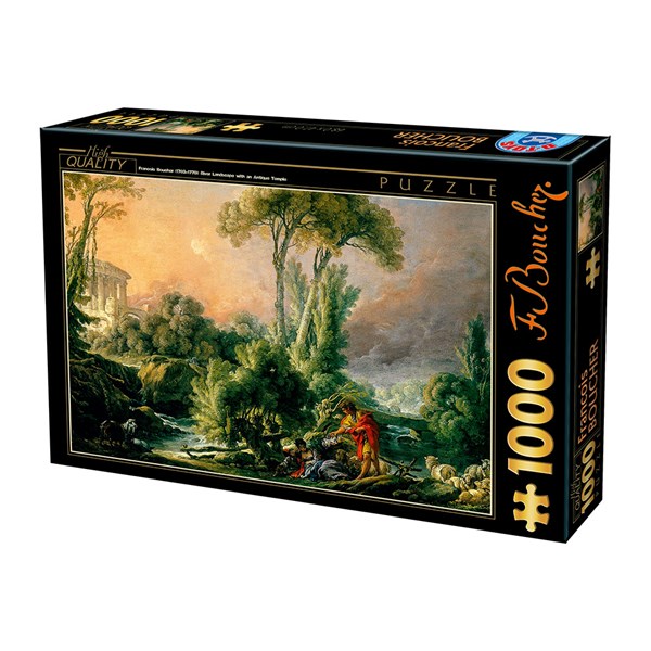 D-Toys (74980) - François Boucher: "Paysage Fluvial avec Temple Antique" - 1000 pièces