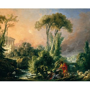 D-Toys (74980) - François Boucher: "Paysage Fluvial avec Temple Antique" - 1000 pièces