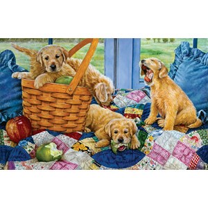 SunsOut (44301) - Susan Brabeau: "Puppies in a Basket" - 550 pièces