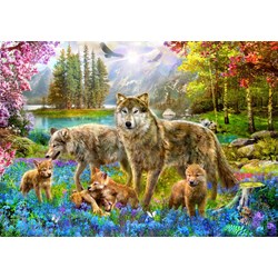 Bluebird Puzzle (70195) - Jan Patrik Krasny: "Spring Wolf Family" - 1500 pièces