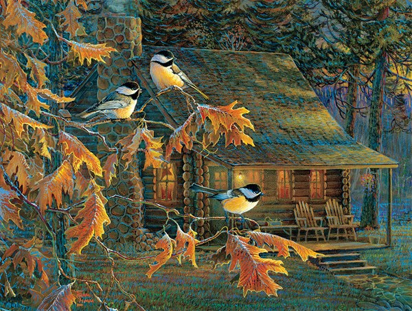 SunsOut (29034) - Sam Timm: "Cabin Chickadees" - 500 pièces