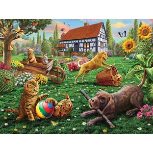 SunsOut (51836) - Adrian Chesterman: "Dogs and Cats at Play" - 500 pièces