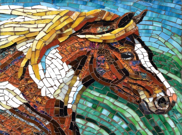SunsOut (70701) - Cynthie Fisher: "Stained Glass Horse" - 1000 pièces