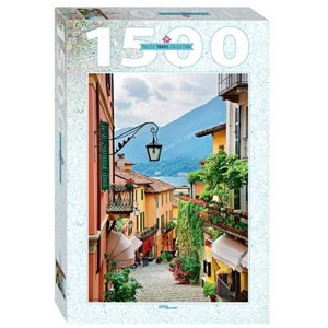 Step Puzzle (83065) - "Street view in Bellagio and lake Como, Italy" - 1500 pièces