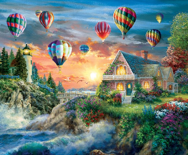 SunsOut (19285) - Nicky Boehme: "Balloons Over Sunset" - 1000 pièces