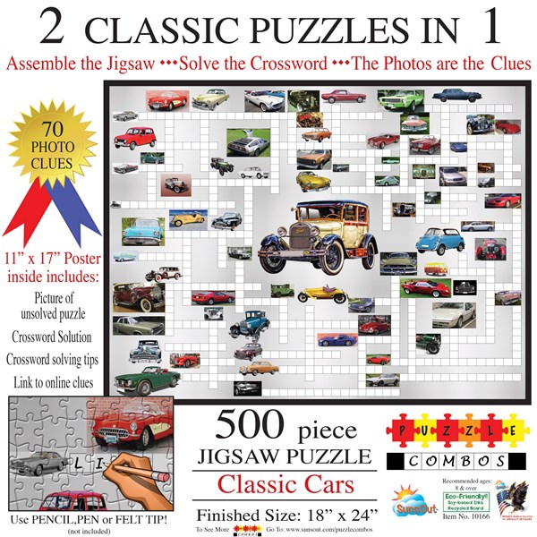 SunsOut (10166) - Irv Brechner: "Puzzle Combo, Classic Cars" - 500 pièces