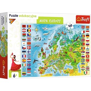 Trefl (15558) - "Carte d'Europe (en Polonais)" - 160 pièces