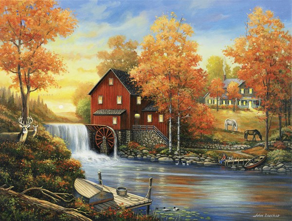 SunsOut (62112) - John Zaccheo: "Sunset at the Old Mill" - 500 pièces