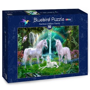 Bluebird Puzzle (70386) - Jan Patrik Krasny: "Rainbow Unicorn Family" - 260 pièces
