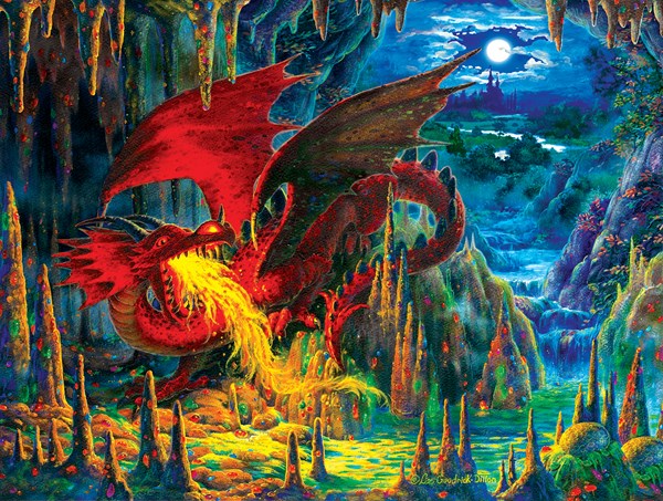 SunsOut (59775) - Liz Goodrick-Dillon: "Fire Dragon of Emerald" - 500 pièces