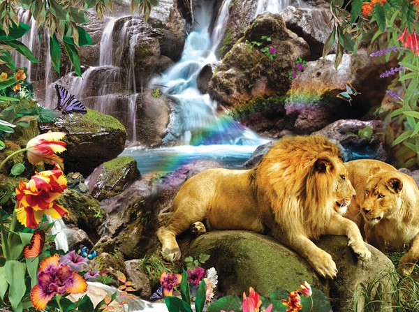 SunsOut (48466) - Alixandra Mullins: "Love Lion Waterfall" - 1000 pièces