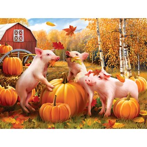 SunsOut (28657) - Tom Wood: "Pigs & Pumpkins" - 300 pièces