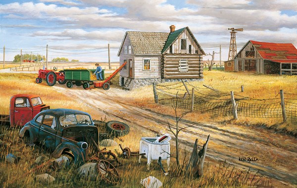 SunsOut (39612) - Ken Zylla: "Homestead and Corn Crib" - 550 pièces