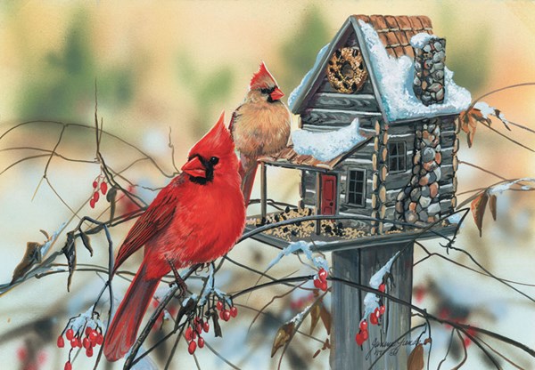 SunsOut (30624) - Janene Grende: "Cardinal's Rustic Retreat" - 500 pièces