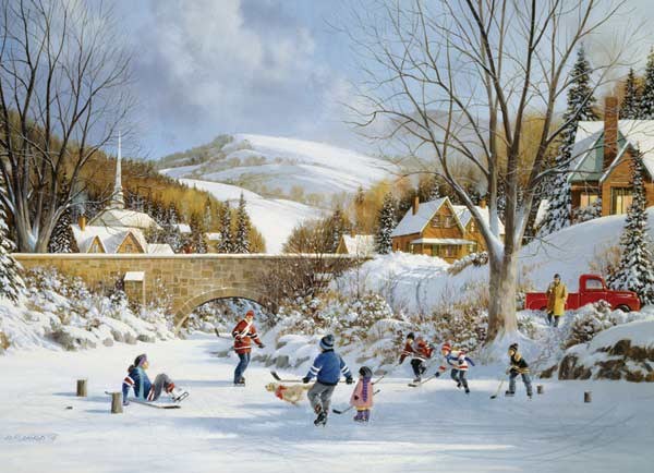 Cobble Hill (80059) - "Hockey on Frozen Lake" - 1000 pièces