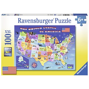 Ravensburger (10936) - Greg Giordano: "USA State Map" - 100 pièces
