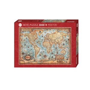 Heye (29275) - "Carte du monde" - 3000 pièces
