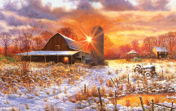 SunsOut (44223) - Bill Makinson: "Snow Barn" - 550 pièces