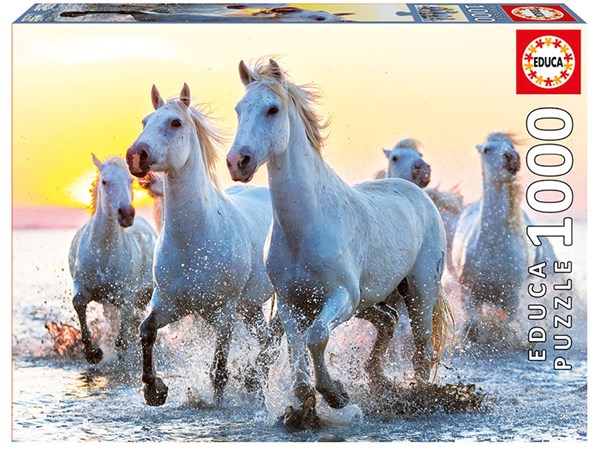 Educa (17105) - "White Horses At Sunset" - 1000 pièces
