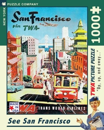 New York Puzzle Co (AA701) - David Klein: "See San Francisco, TWA Travel Posters" - 1000 pièces
