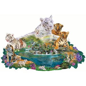 SunsOut (96108) - Alixandra Mullins: "Tigers at the Pool" - 1000 pièces