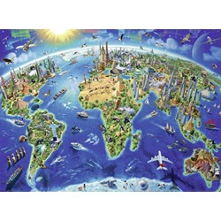 Ravensburger (13227) - Adrian Chesterman: "Carte des Monuments du Monde" - 300 pièces