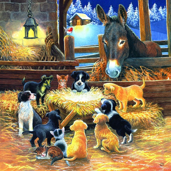 SunsOut (39535) - Chrissie Snelling: "Barnyard Nativity" - 500 pièces
