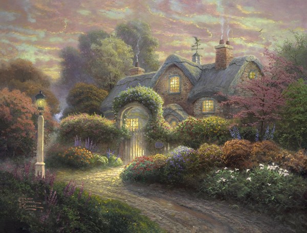 Schmidt Spiele (59466) - Thomas Kinkade: "Cottage dans le Jardin de Roses" - 1000 pièces